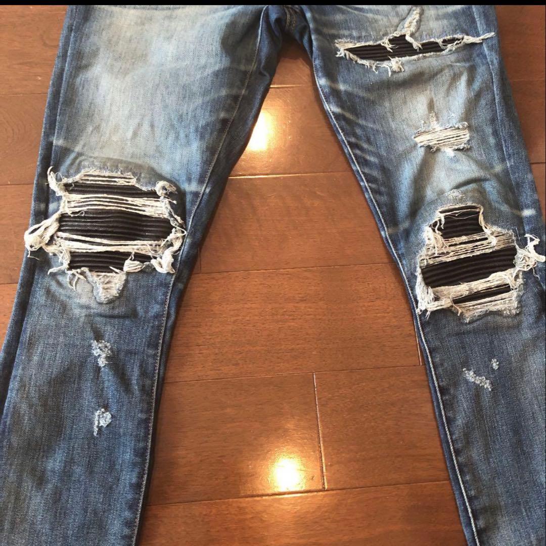 AMIRI MX-1デニム ブルー ダメージ加工 サイズ29 1月限定価格] AMIRI