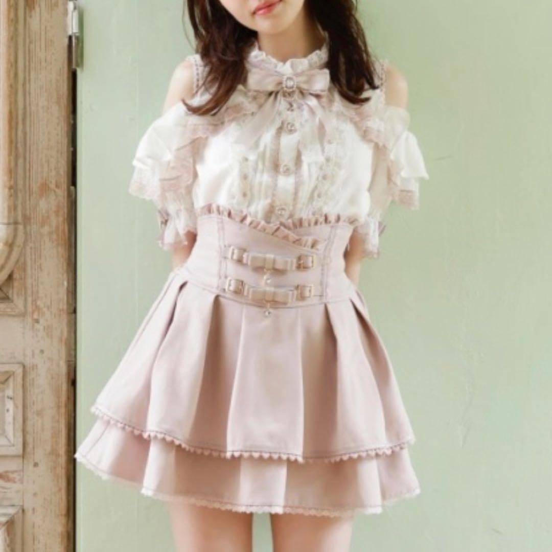 LIZLISA 地雷系 量産型 2連リボンベルトスカパン スカート ピンク