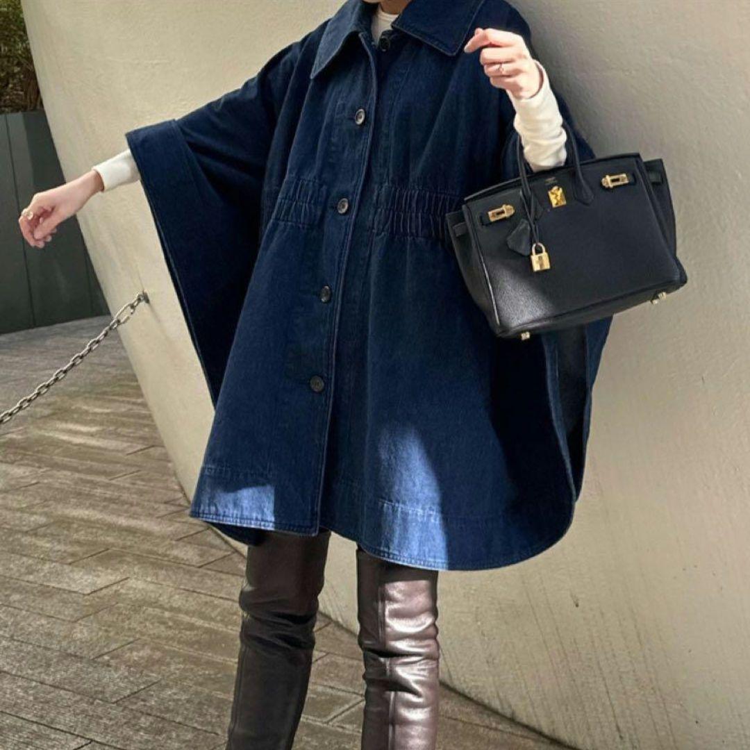 美品✨ クラネ　デニム ケープ　コート　ポンチョ　23SS　インディゴ　　F CLANE - デニム ケープ コート - DENIM CAPE COAT INDIGO | ADDICT WEB