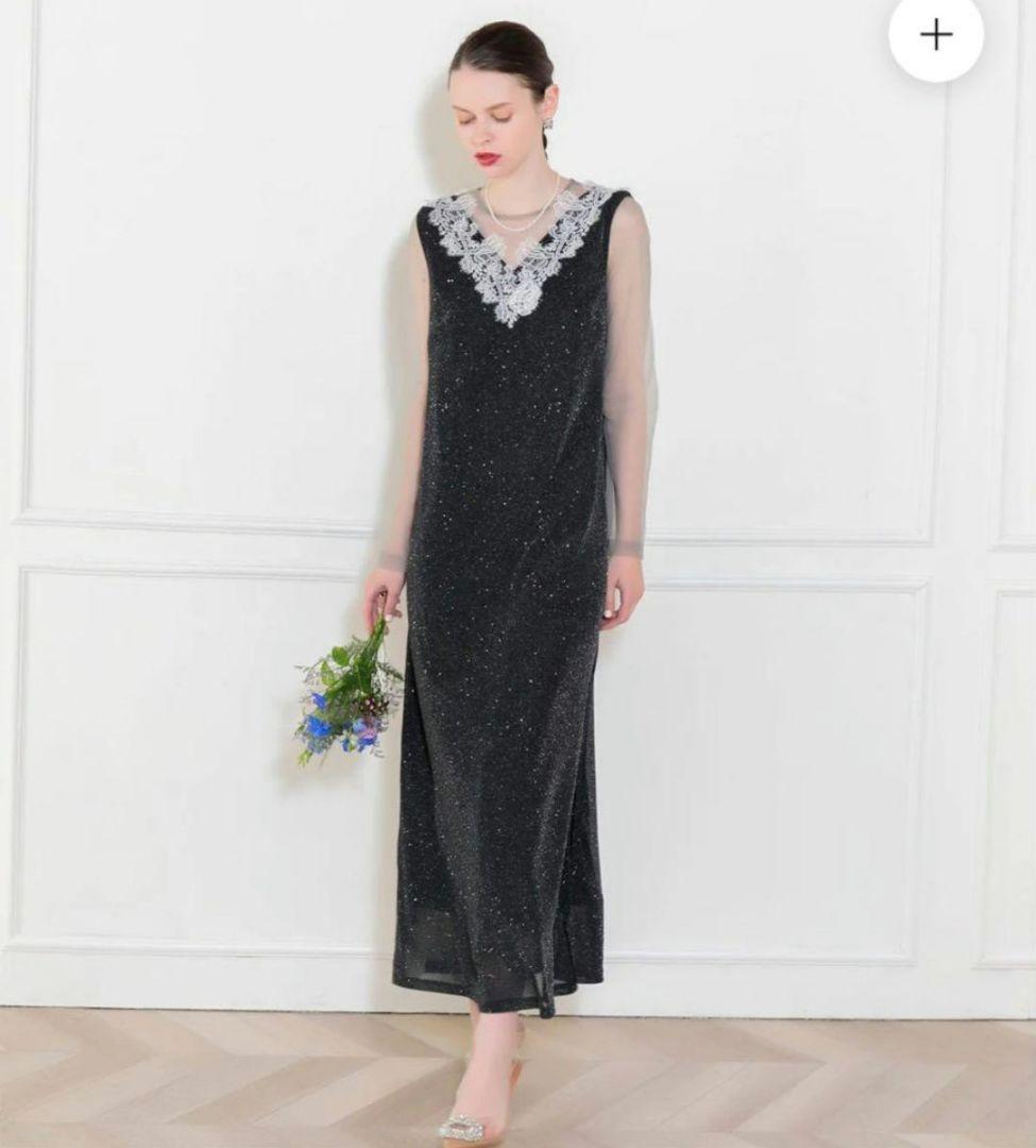 Lejaレースラメ スリットロングワンピース 楽天市場】【LEJA】レースネック透けブラウス切替スリットキラキラ