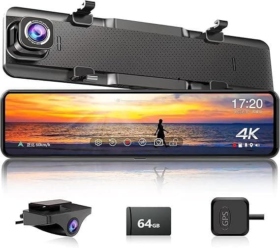 JADOドライブレコーダー ミラー型 4K録画 ドラレコ 2160P 12インチ Amazon | JADOドライブレコーダー ミラー型 4K録画 ドラレコ 後カメラ