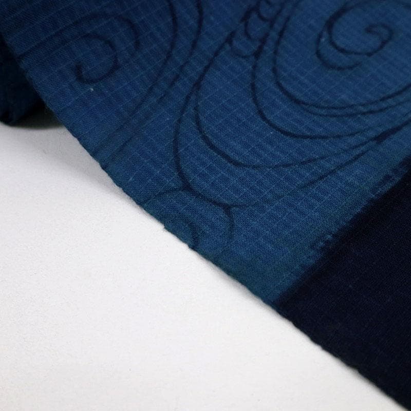 《emo★手縫い仕立て＋天然藍染【綿紅梅】浴衣■古庄理一郎反25-166》