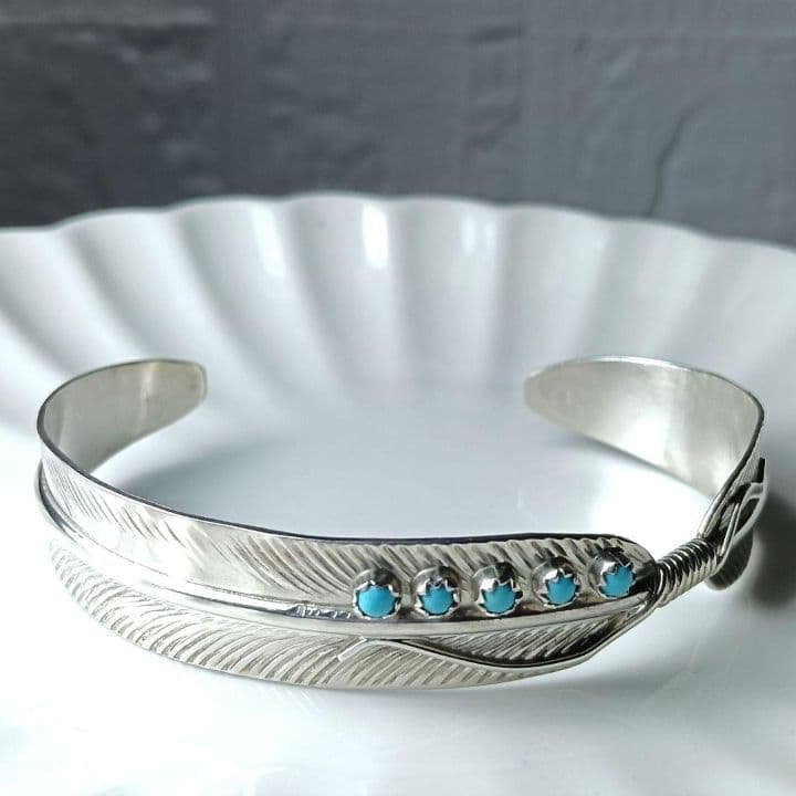 2119 美品 Harpo ハルポ バングル シルバー ターコイズ フェザー