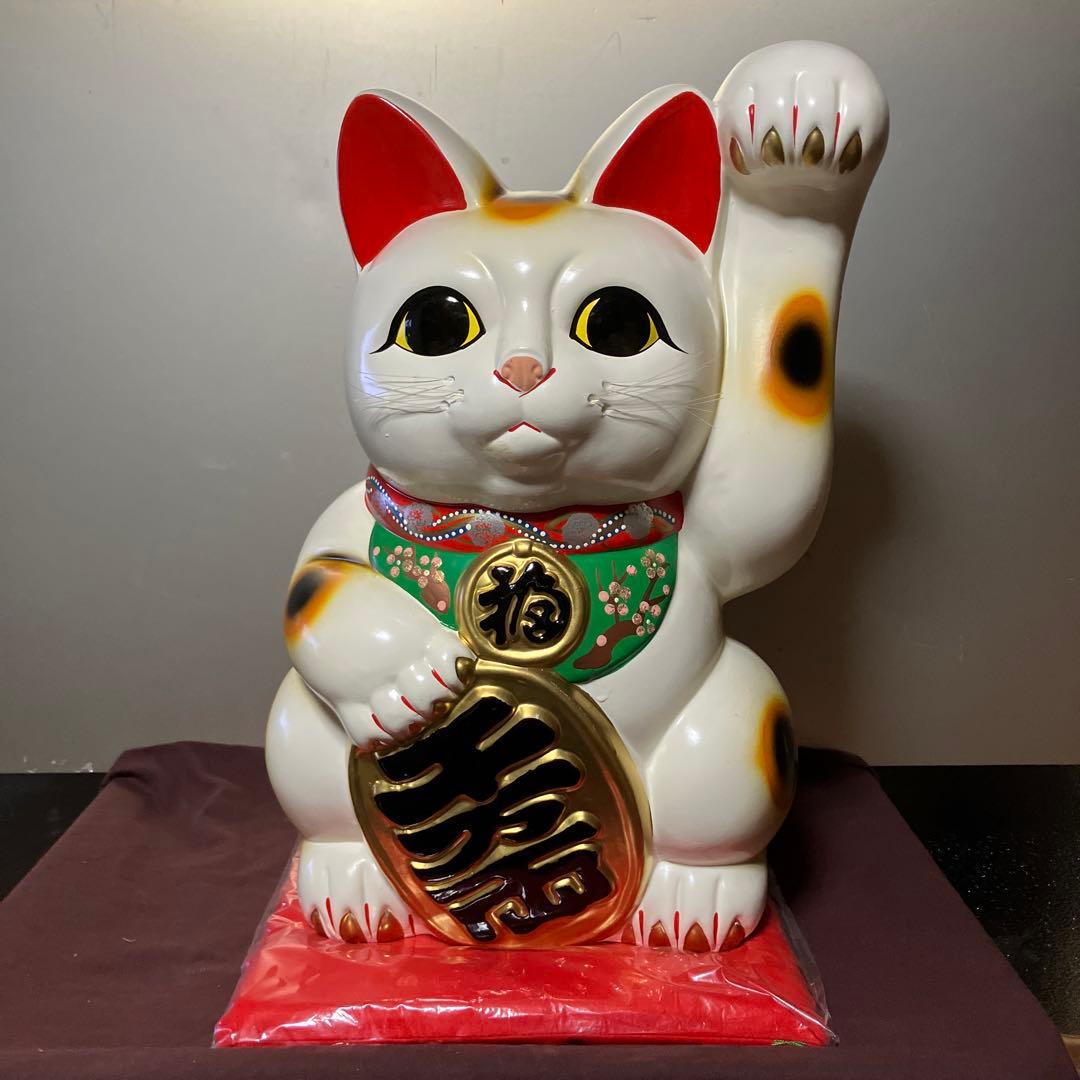 招き猫　(17) 置物　貯金箱　43cm 金運招き 黒猫貯金箱 置物 鈴付き 置き物 おしゃれ かわいい 開店祝い