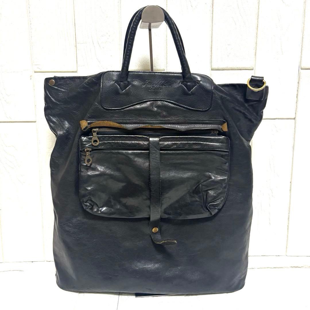 大容量 イングランド製 JAS M.B. オールレザー ヘルメットバッグ 黒