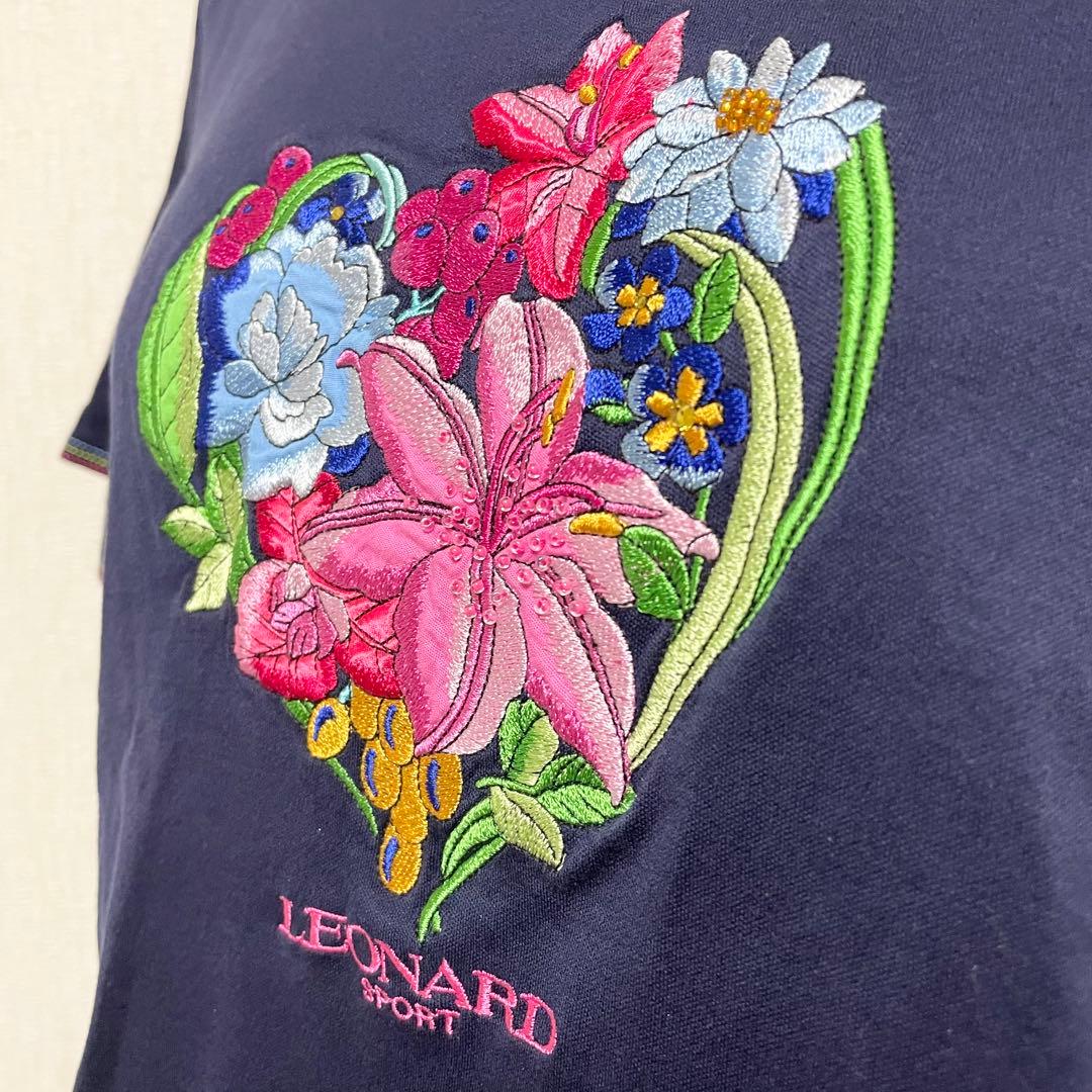 LEONARD レオナール 半袖 Tシャツ ハート 花柄 刺繍 ビジュ 42 - メルカリ