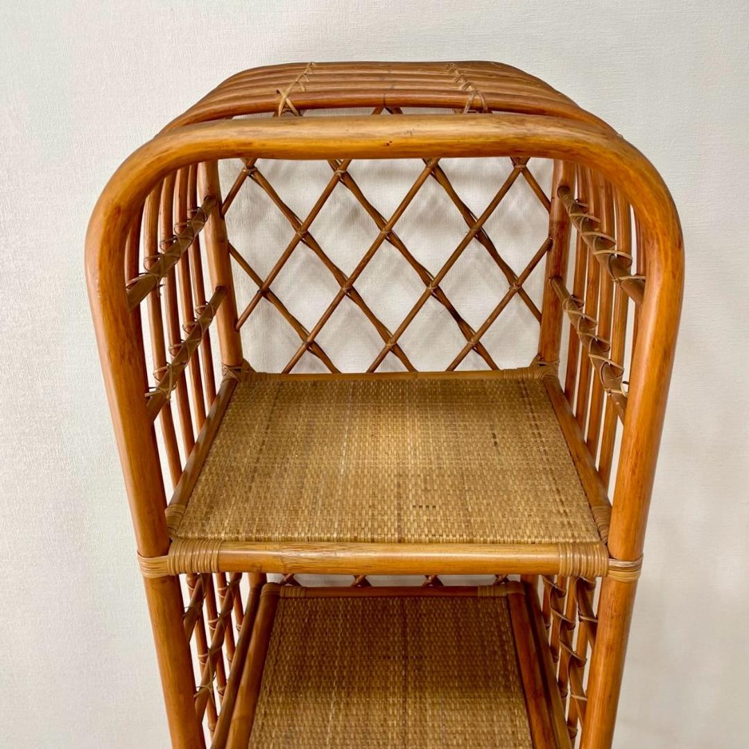 ヴィンテージ ラタンラック オープンラック 籐家具 収納 ナチュラル