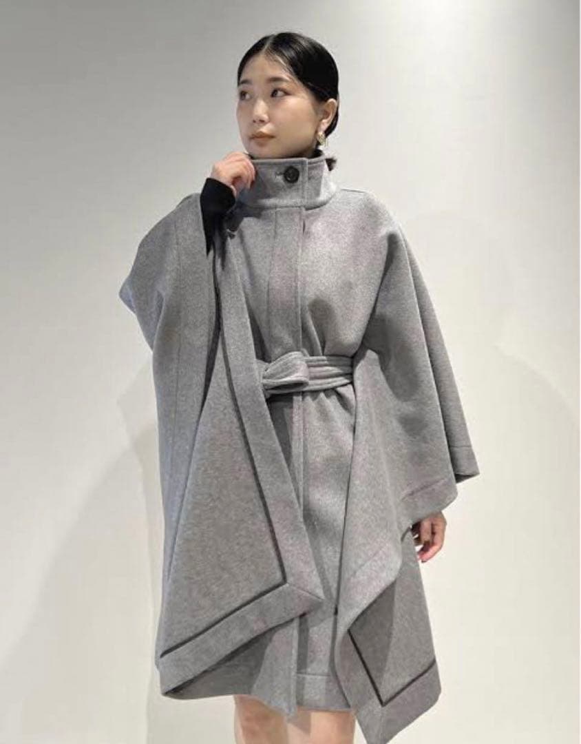 スナイデル SNIDEL スタンドカラーポンチョコート グレー - メルカリ