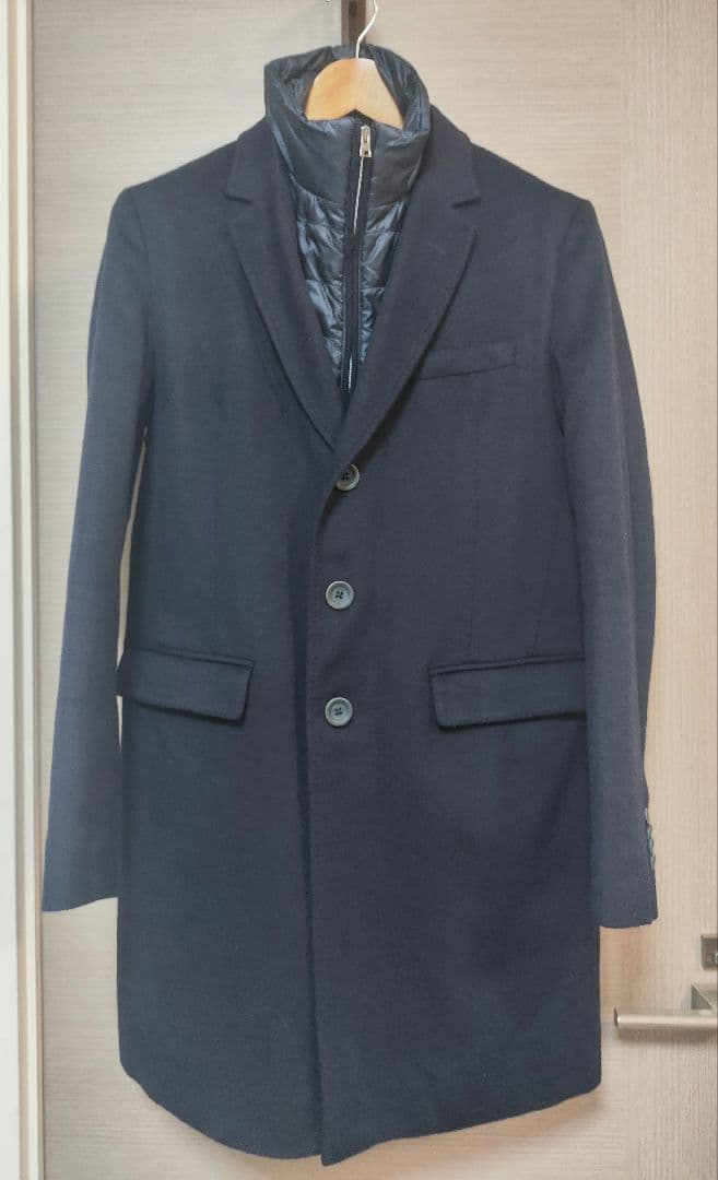 HERNO カシミア100% チェスターコート ネイビー サイズ46 中古・古着通販】HERNO (ヘルノ) ウールカシミヤチェスターコート