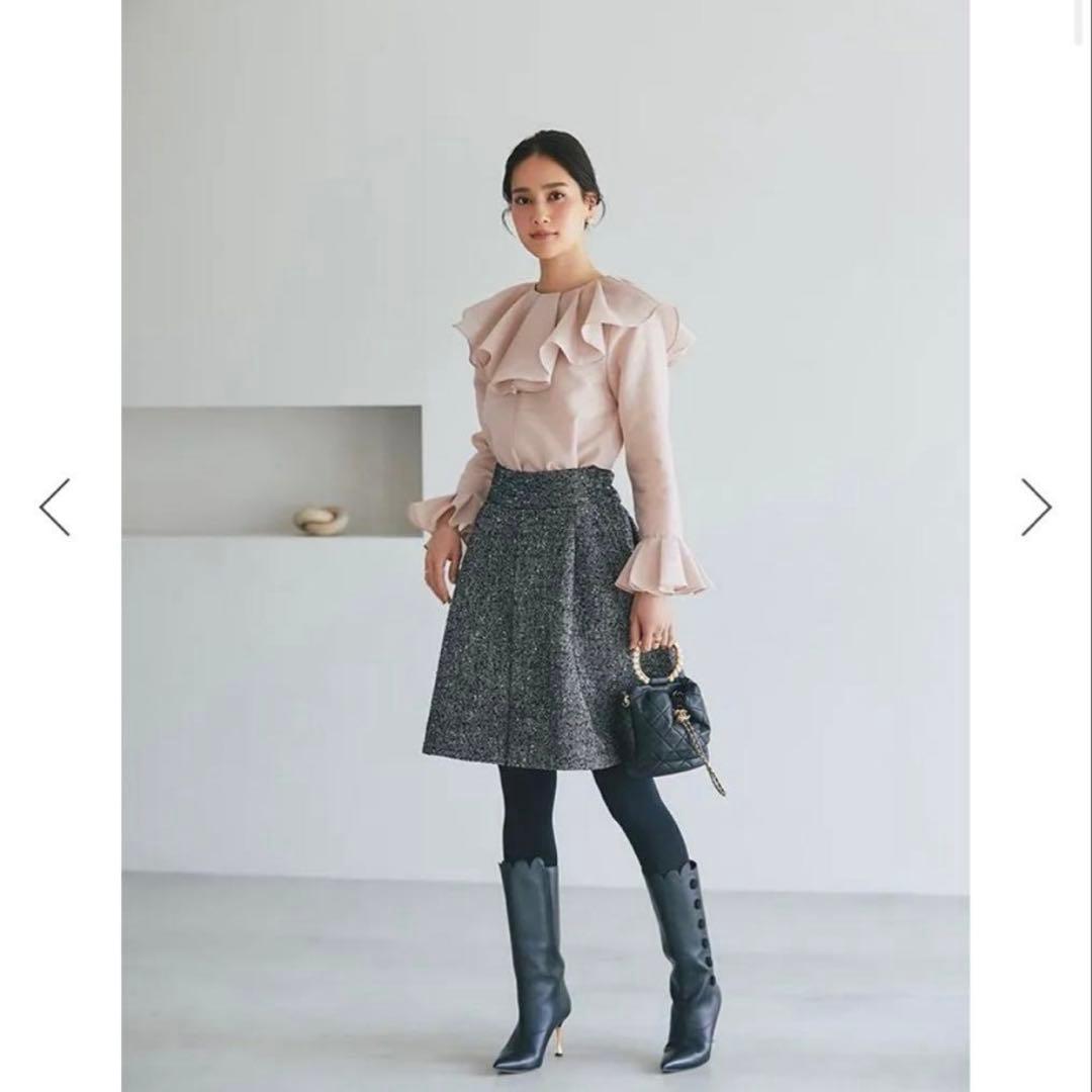 新品！セブンテン♡ツイード　ハイウエスト　フレアキュロット　ヘリンボーン　XS ツイードハイウエストフレアキュロット(ヘリンボーン) - seventen