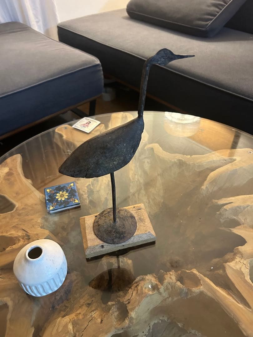 金属製 鳥の形状 アートオブジェ 楽天市場】金属製 鶴のガーデン彫像 屋外 アオサギ彫刻メタルアート 青