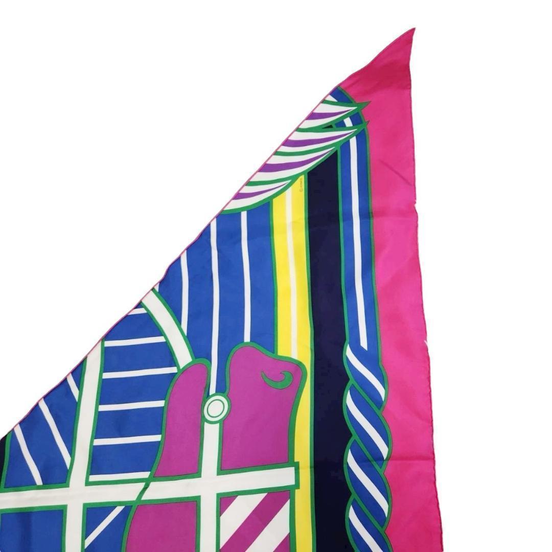 【極美品 90×200】エルメス 三角スカーフ《カドリーユバヤデール》ポワンテュ