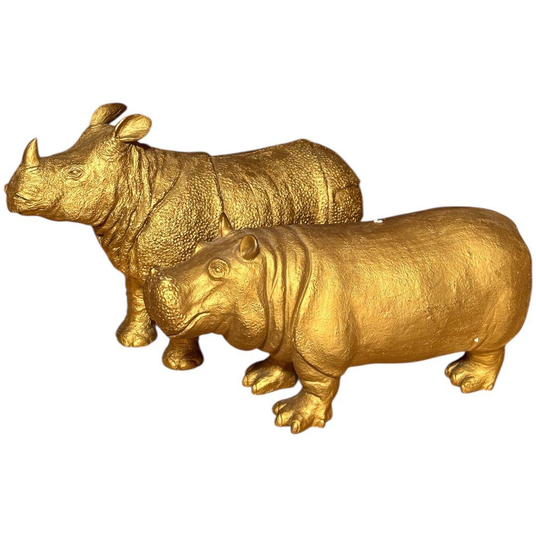 franc franc ideacoのカバとサイのゴールド置物 franc franc ideacoのカバとサイのゴールド置物 - メルカリ