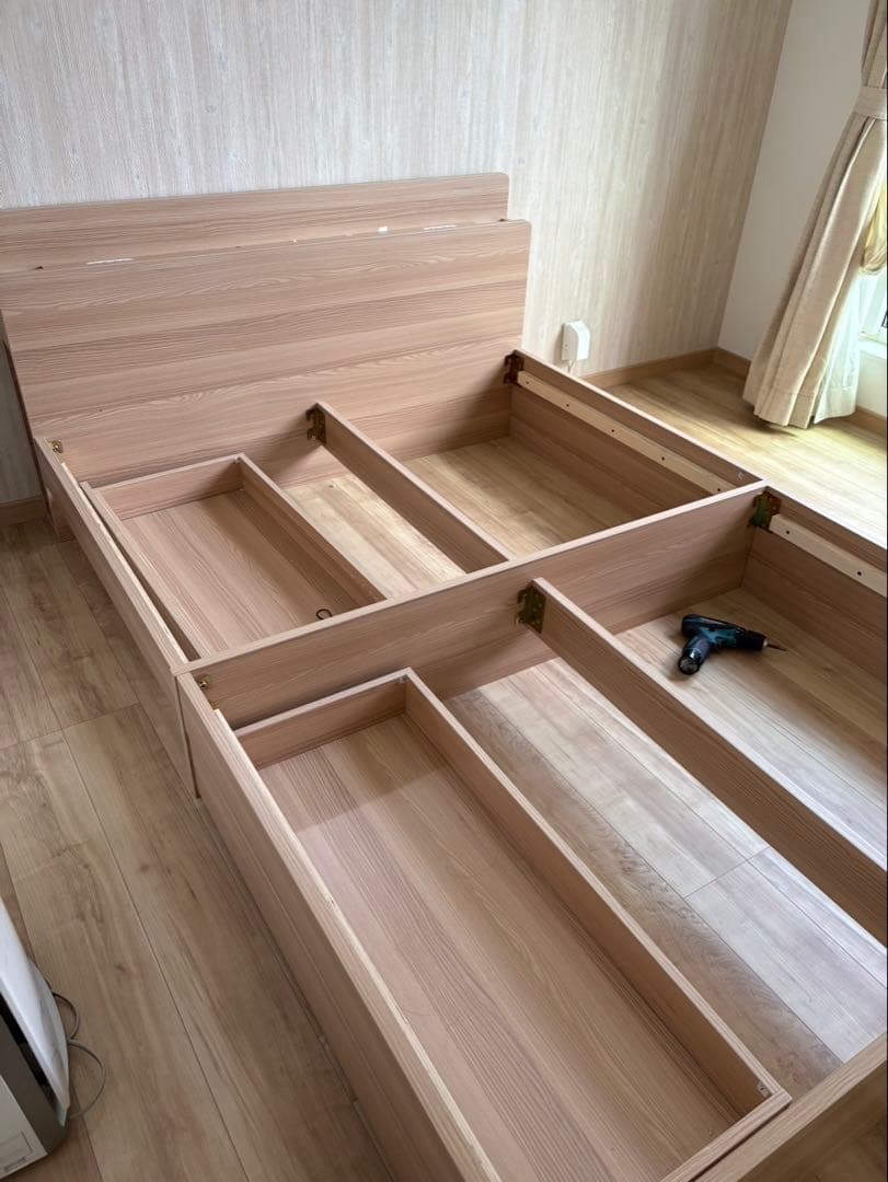 ダブルベッドフレーム 引き出し付き タンスのゲン ベッド ダブル 宮付き 引き出し ベッドフレーム 収納