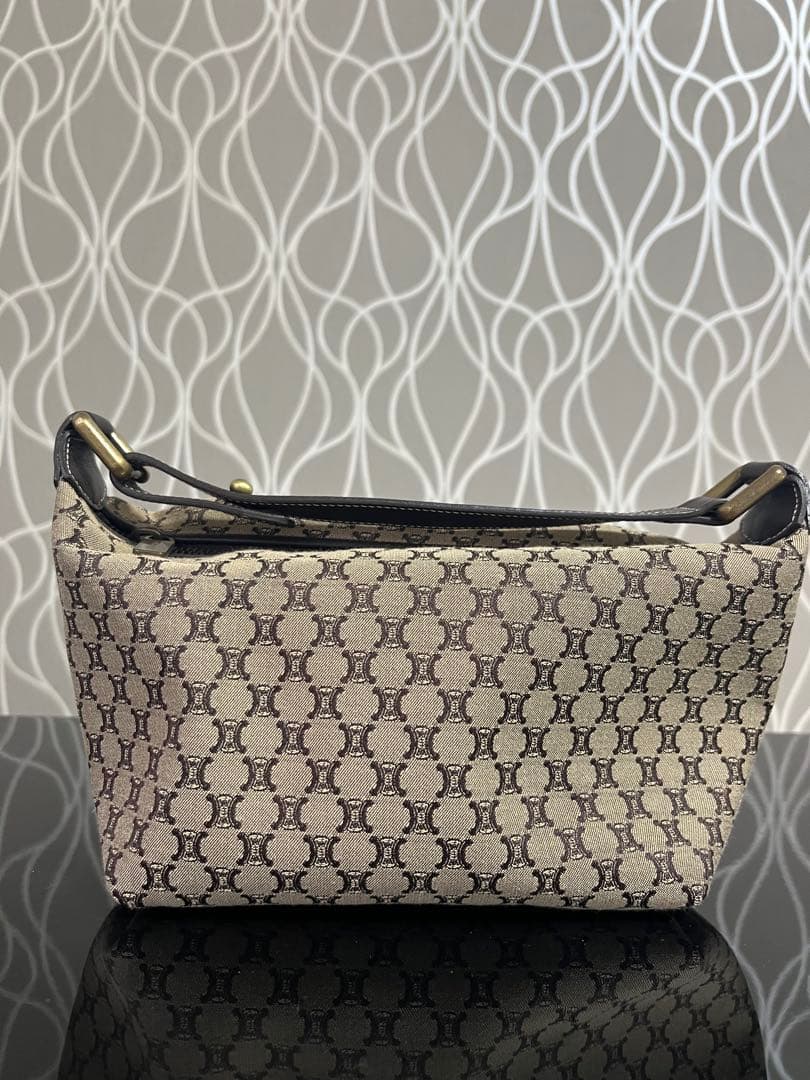 CELINE セリーヌ アクセサリーポーチ ハンドバッグ マカダム柄 中古・古着通販】CELINE (セリーヌ) Cマカダム アクセサリーポーチ