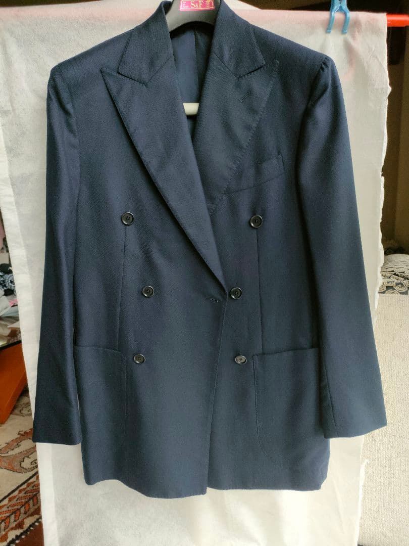 DePetrilloカシミヤネイビー ダブルブレスト テーラードジャケット オックス ダブル テーラードジャケット （テーラードジャケット）｜J