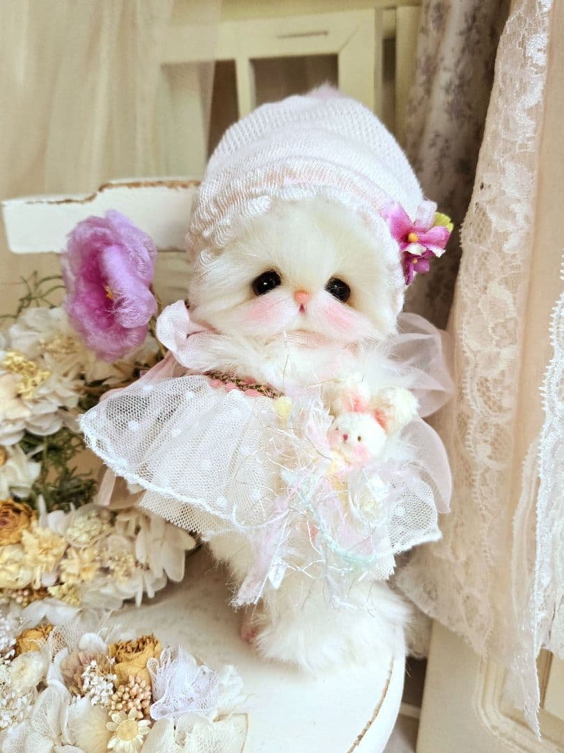お花の妖精 ちっちゃなねこちゃん♡ テディベア ぬいぐるみ ドール お花の妖精 ちっちゃなねこちゃん♡ テディベア ぬいぐるみ ドール