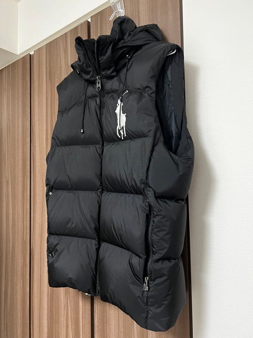 値下変更 ポロラルフローレン ダウンベスト ビッグ ポニー刺繍 黒 M