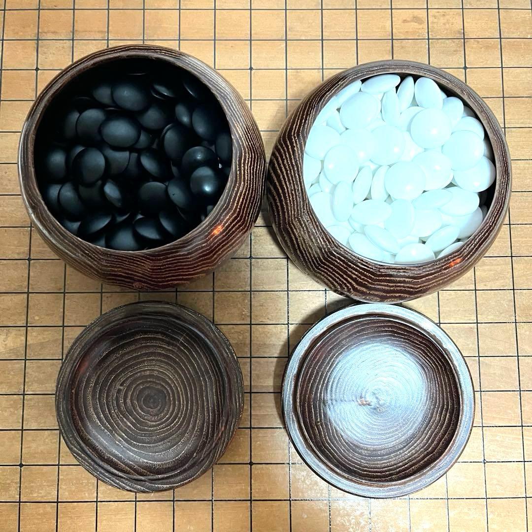 高級 囲碁盤 ケース付き 脚付き へそ有り 碁石セット 厚さ18㎝ 囲碁