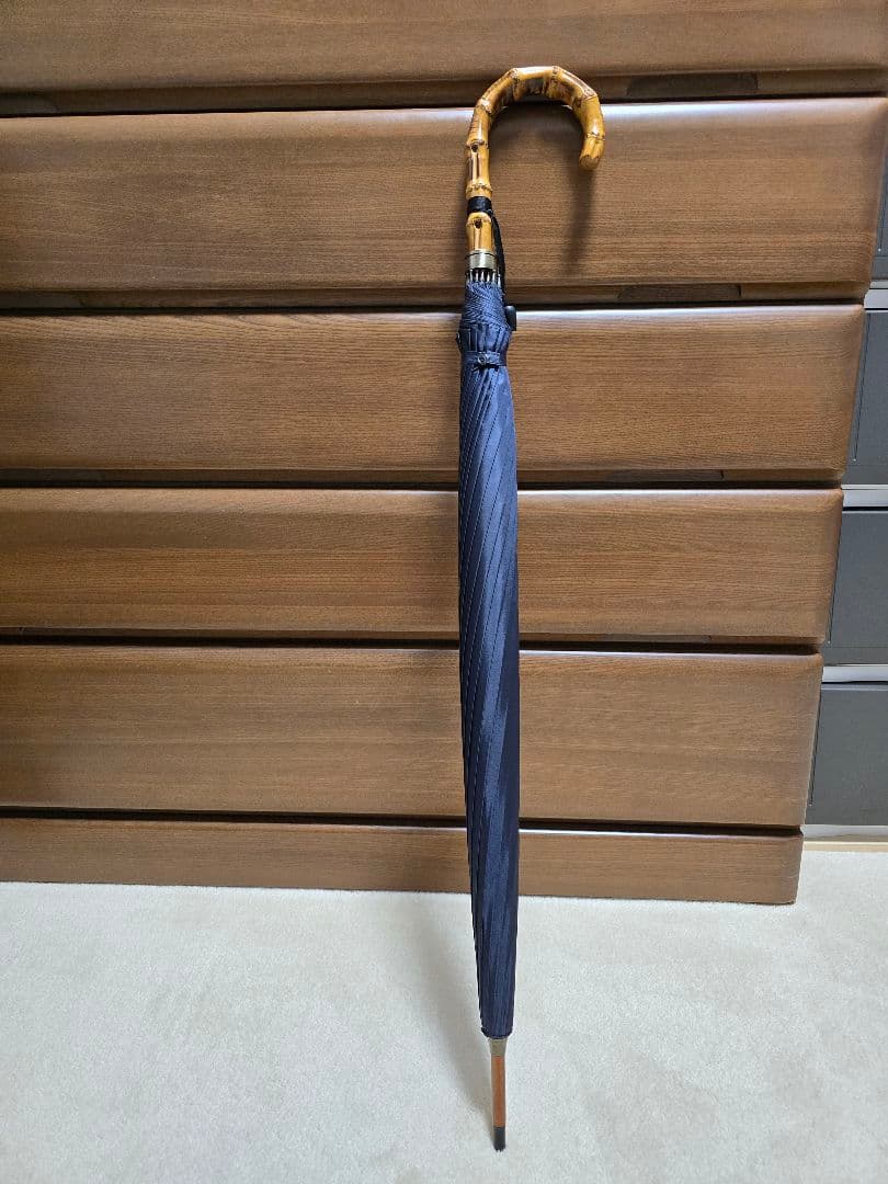 前原光榮商店 紳士用 雨傘 16本骨 ネイビー 美品 傘 メンズ 長傘 前原光榮商店 16本骨 雨傘 晴雨兼用傘 NEW TRAD-16