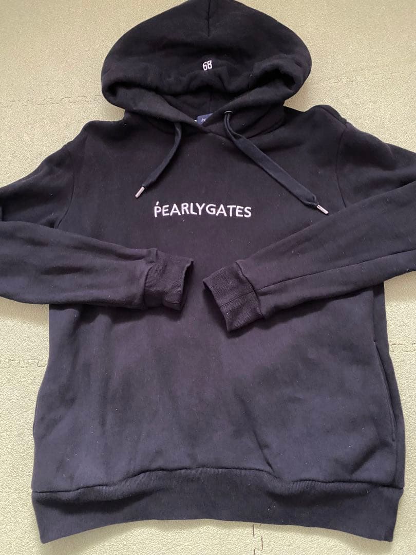 PEARLY GATES フード付きスウェット ブラック ダンボールフーディプルオーバー | PEARLY GATES（パーリーゲイツ