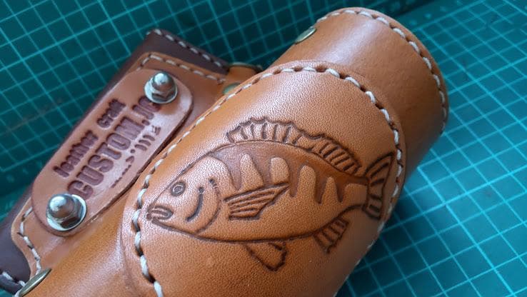 牛本革 タモホルスター 左刺し ホルダー ヘチ釣り 落とし込み チヌ