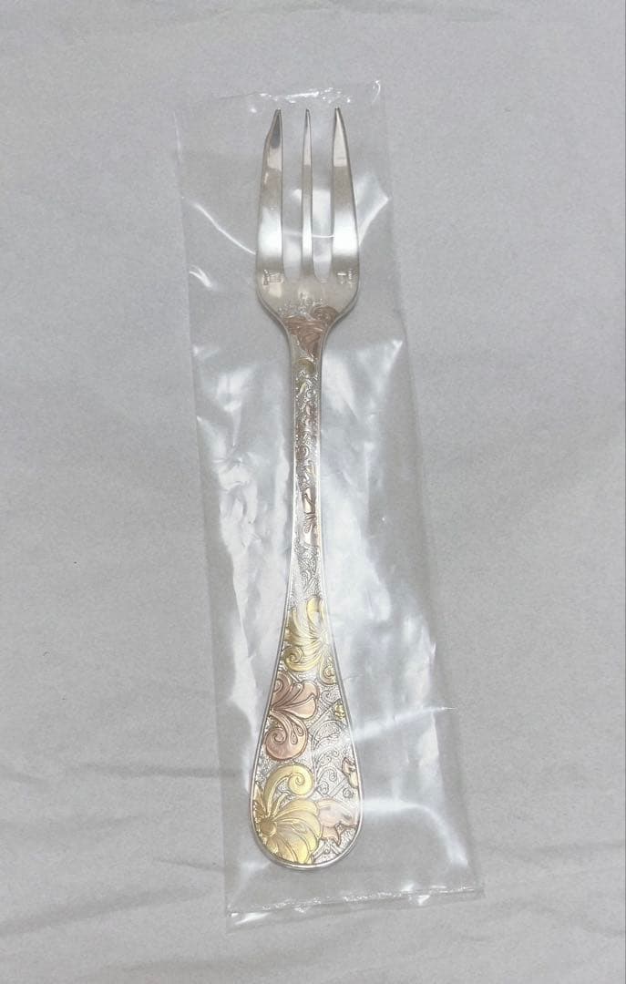 【未使用】クリストフル ジャルダンエデン ケーキフォーク イエロー/ピンク 未使用】クリストフル ジャルダンエデン ケーキフォーク イエロー