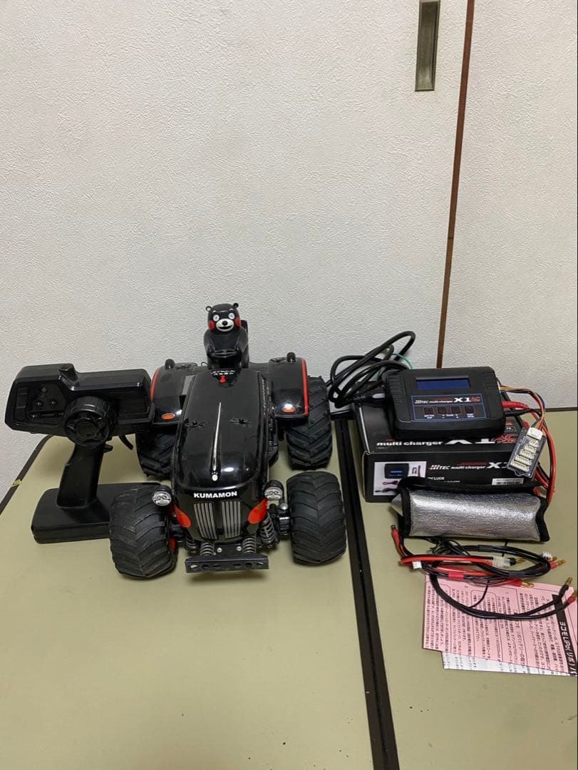 ジャンク品　タミヤ　RCトラクター　くまモンバージョン　ハイテックX1 セット ♪俺のトラクター、とは歌わないけど「くまモン」乗ったラジコン