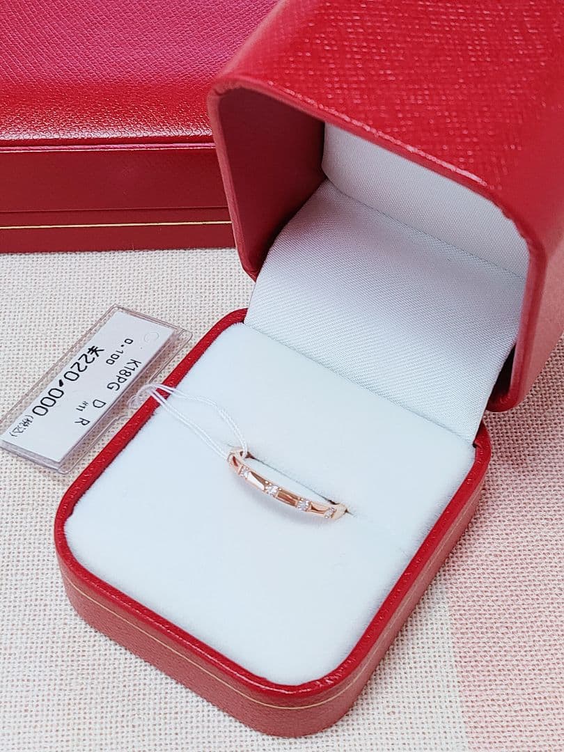 新入荷 未使用品 k18PG 天然ダイヤモンド 0.10ct リング