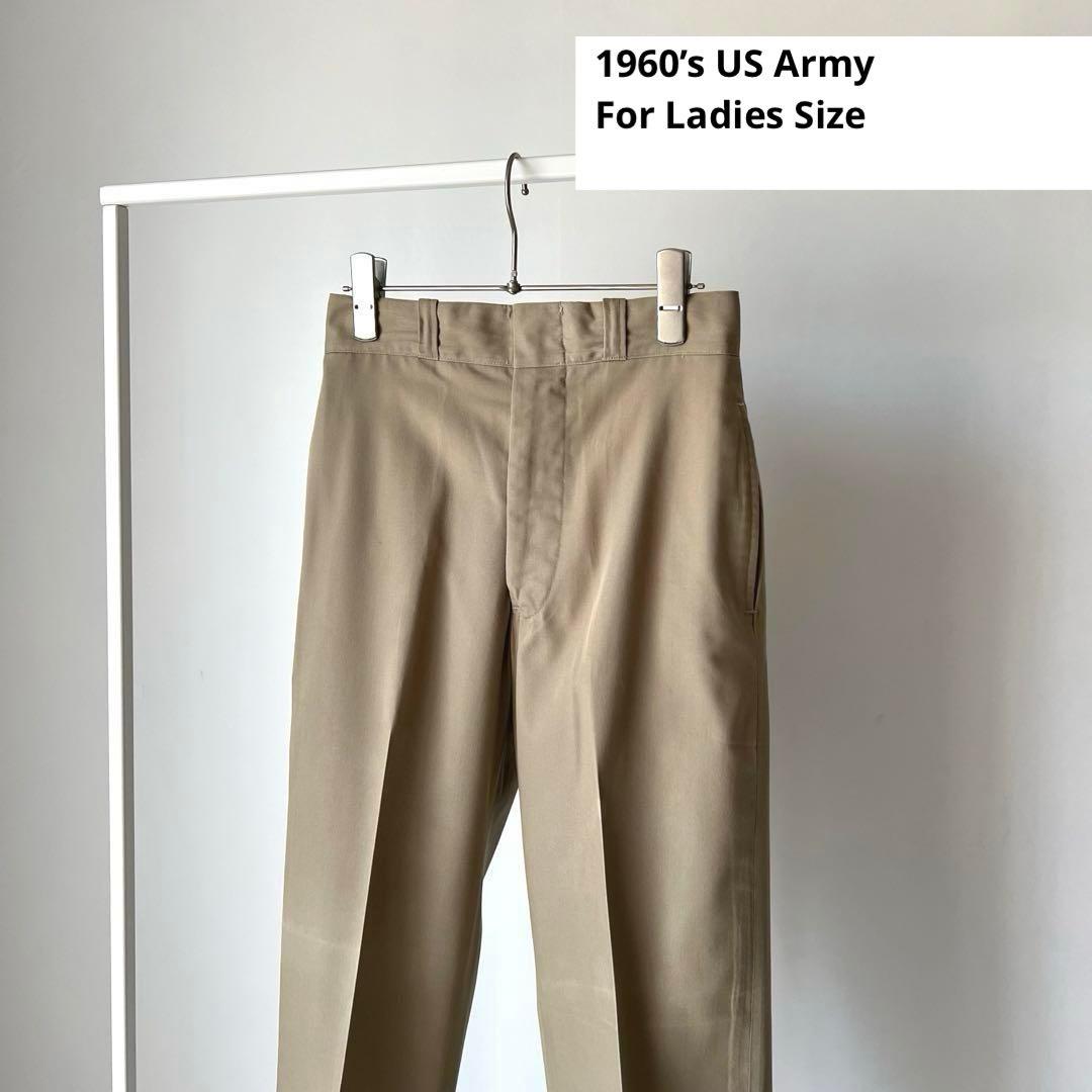 【レディース・デッドストック】60s US Armyチノ パンツ 米軍実物26 古着 60s 米軍 US ARMY ミリタリー SHADE No.1 8.2oz コットン チノ