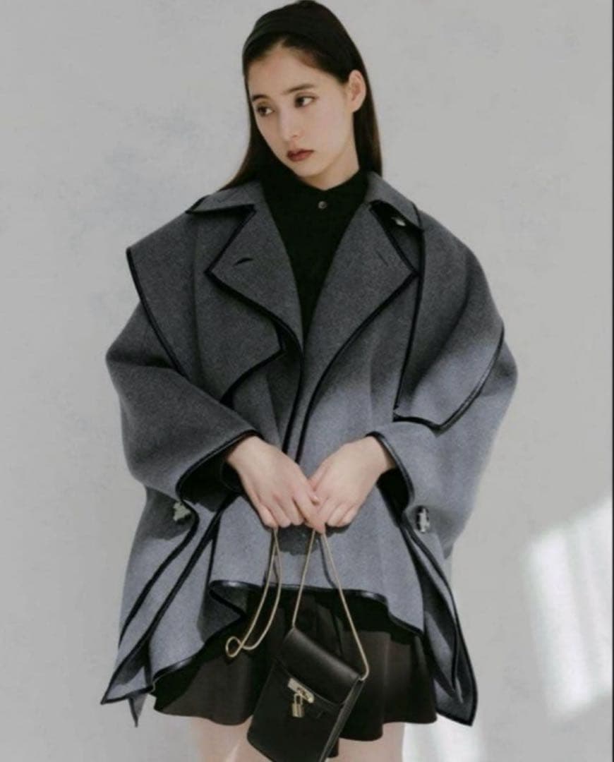 【極美品】snidel 新木優子 コート ポンチョ コラボ グレー SNIDEL × YUKO ARAKI × sweet Collaboration PONCHO COAT | SNIDEL