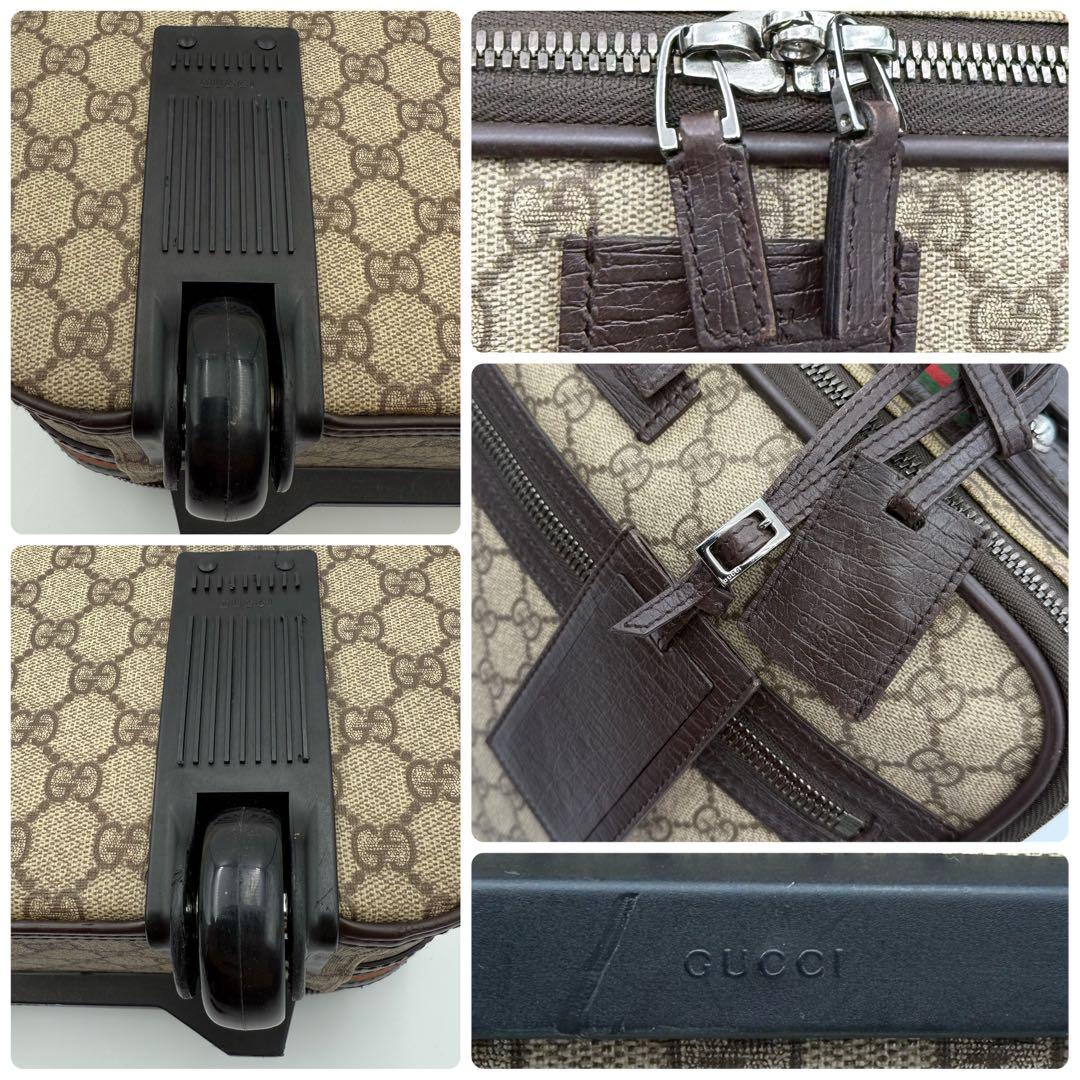 高級 美品 グッチGG シェリーライン PVC キャリーケース キャリー