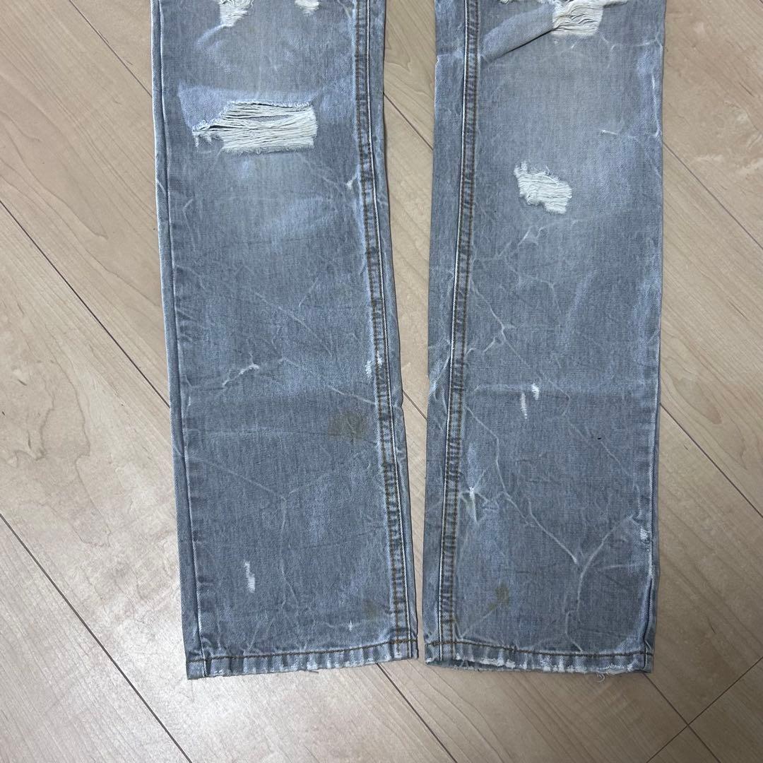 DOLCE & GABBANA グレー ダメージ加工ストレートデニム44