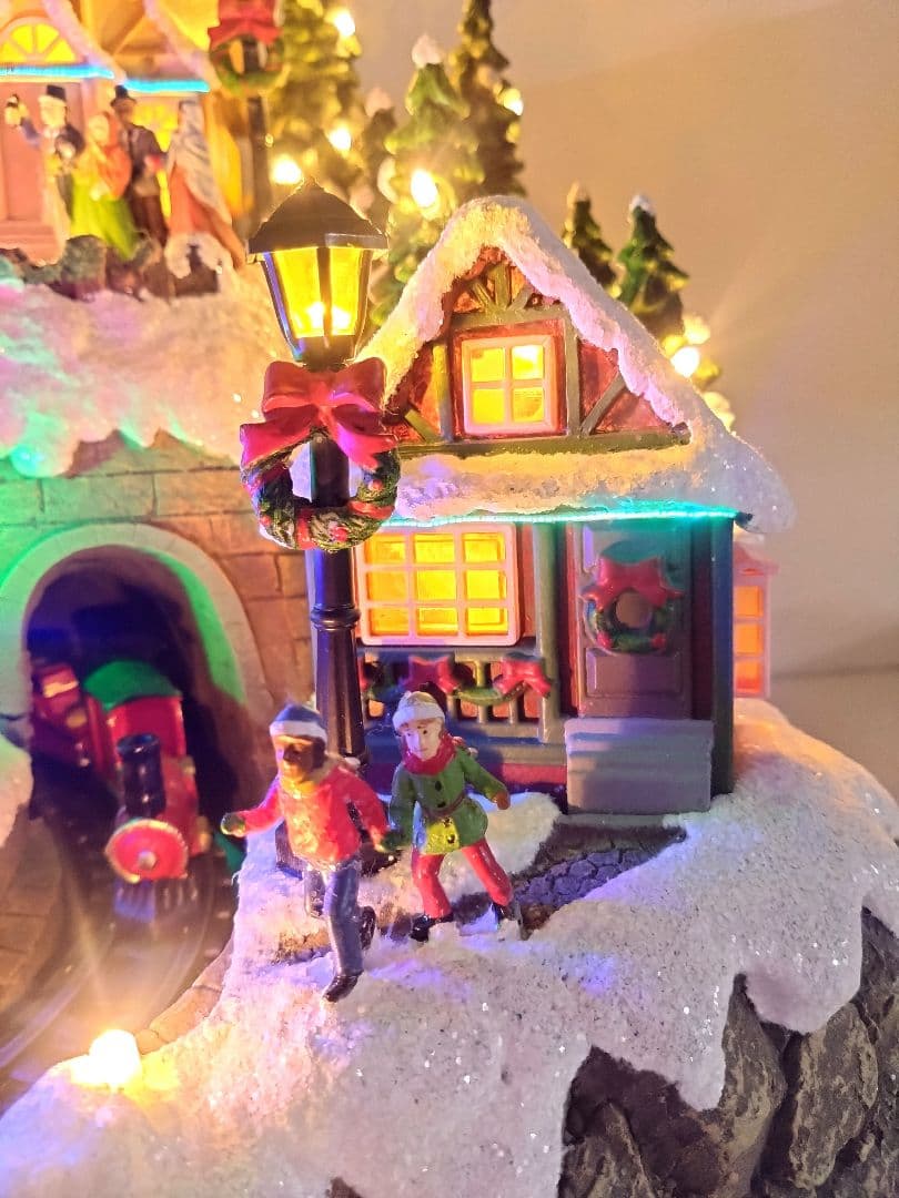 クリスマス スノーホリデービレッジ 曲付き LEDライト クリスマス