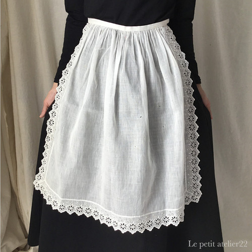 大人用)フランス アンティークリネン エプロン H57cm | Le petit