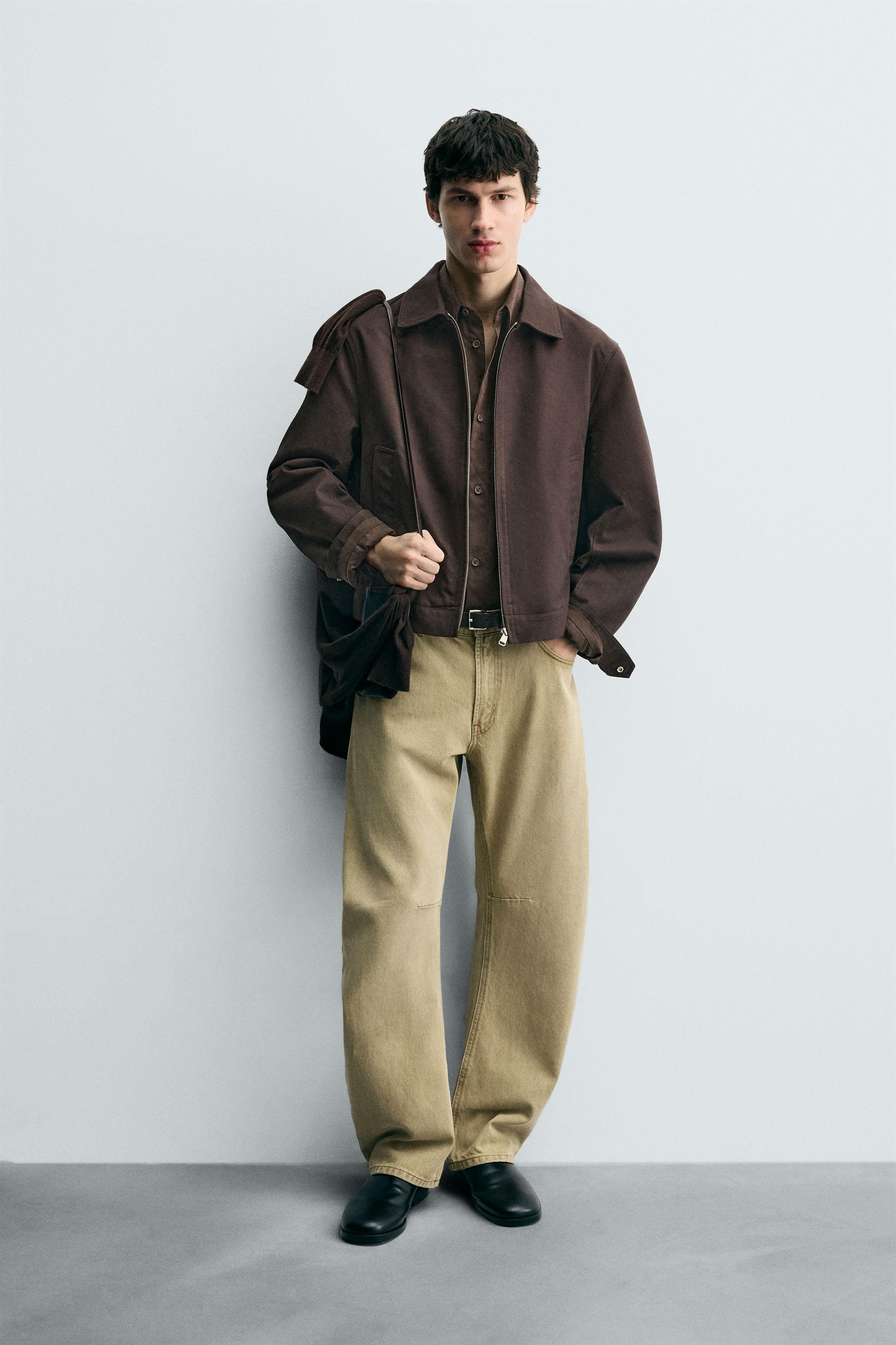 クロップドフィットジャケット - ダークブラウン | ZARA Japan / 日本